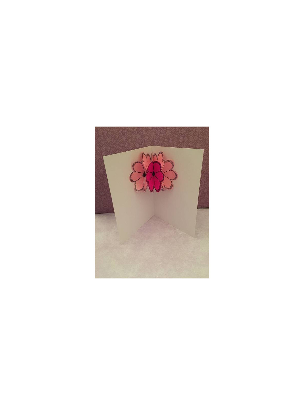 Carte postale pop-up Fleurs roses