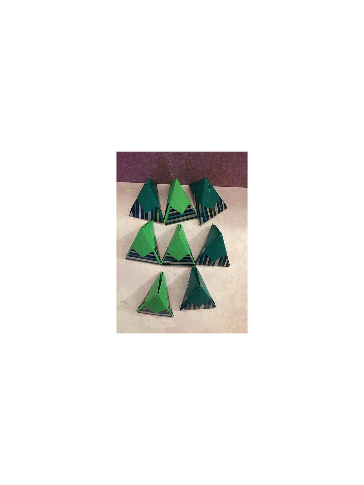 Lot décoration origami berlingots verts