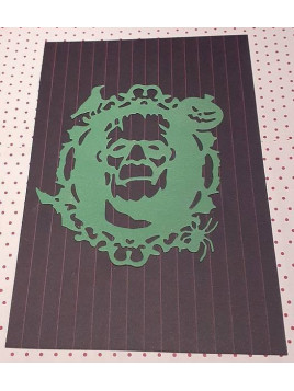 Carte postale avec découpe Frankenstein – vert