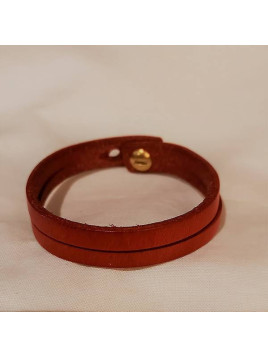 Bracelet fin découpé en cuir cerise