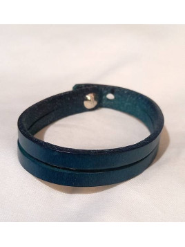 Bracelet fin découpé en cuir turquoise