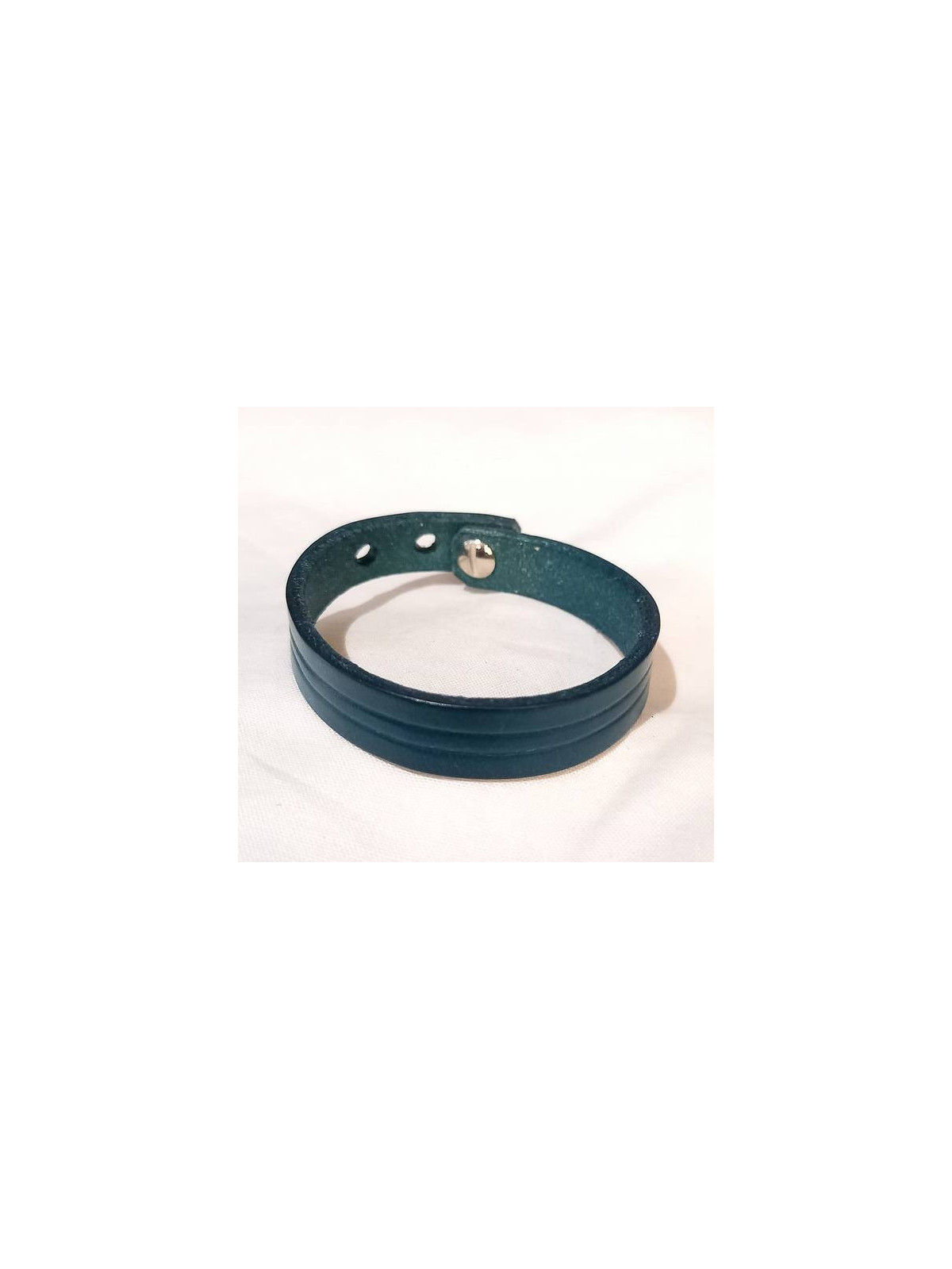 Bracelet fin strié en cuir turquoise (1 cm)