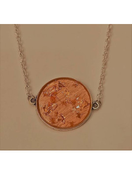 Collier cercle de résine saumon et paillettes