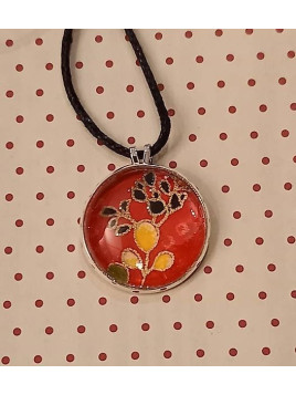 Collier cabochon origami rouge