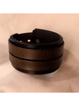 Bracelet en cuir noir et kaki – deux bandes
