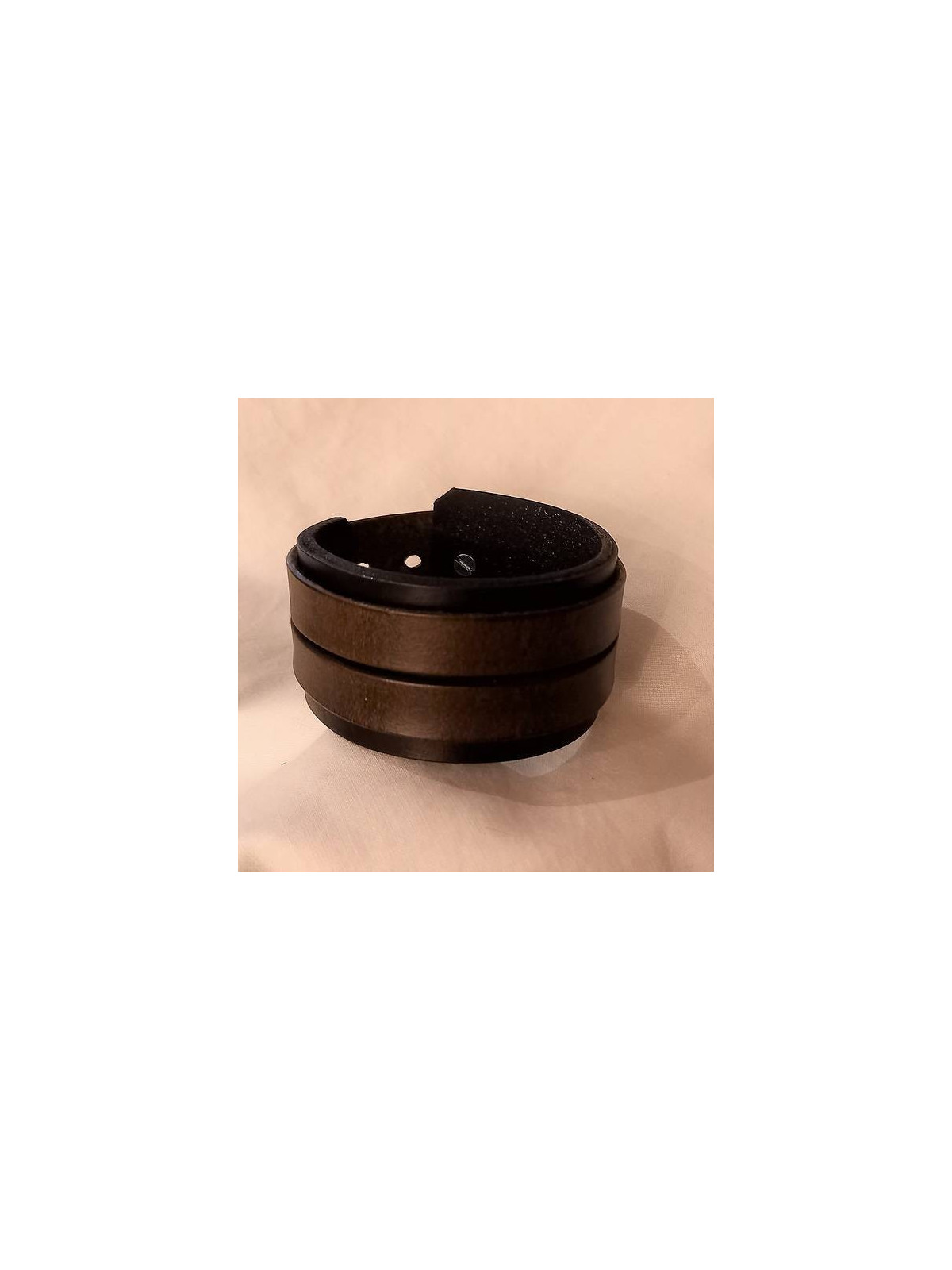 Bracelet en cuir noir et kaki – deux bandes