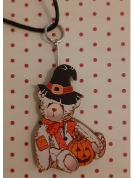 Collier Ourson d'Halloween en bois