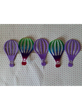 Lot décorations de Noël en mousse montgolfières violettes et multicolores
