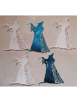 Lot décorations de Noël en mousse Sorciers bleus et blancs