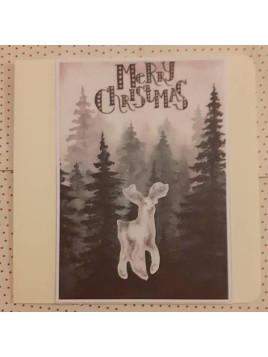 Carte double de Noël cerf blanc