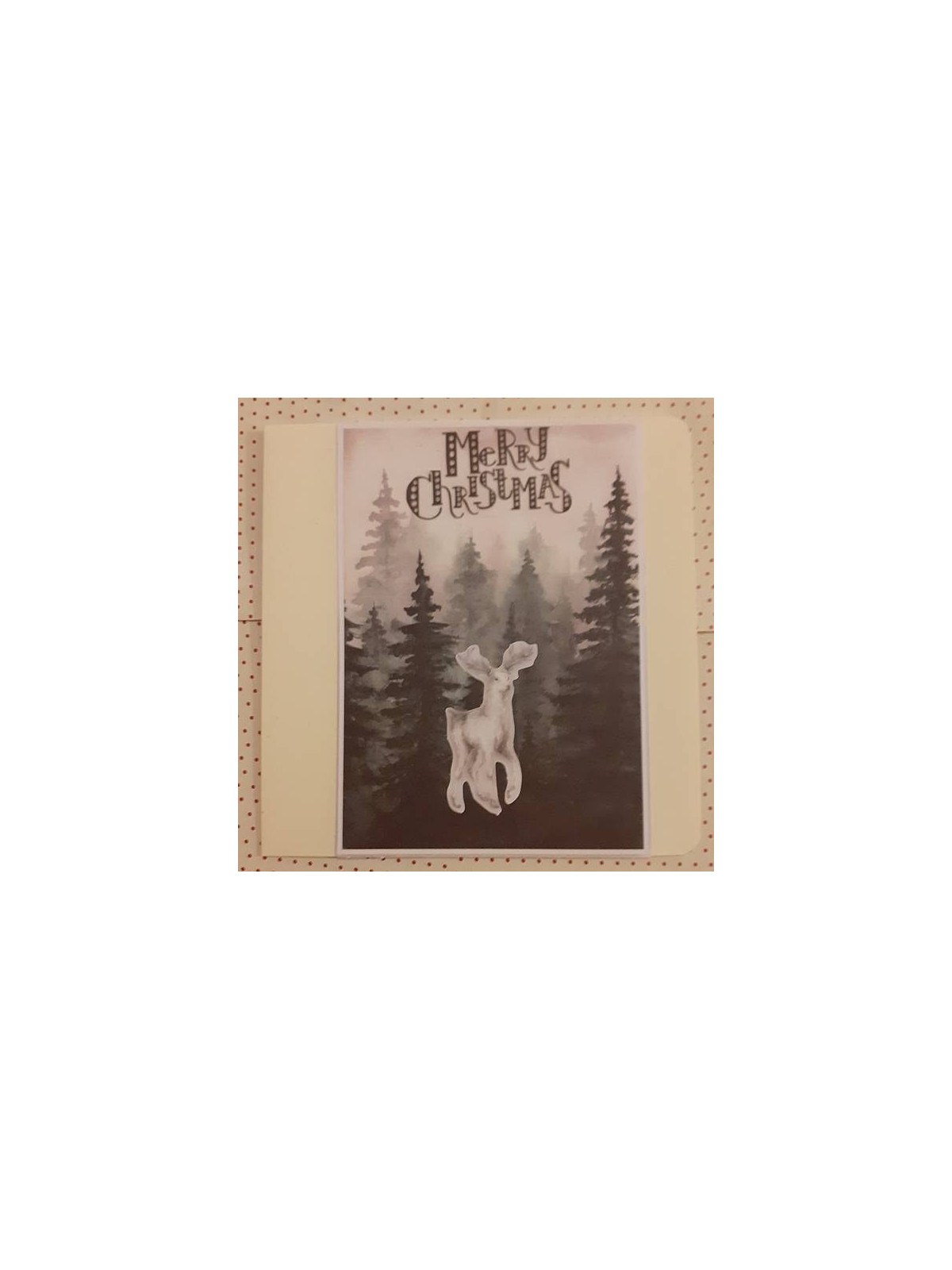 Carte double de Noël cerf blanc