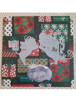 Carte carrée de Noël souris et cadeaux