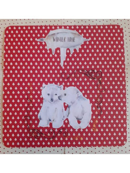 Carte carrée de Noël oursons Winter time