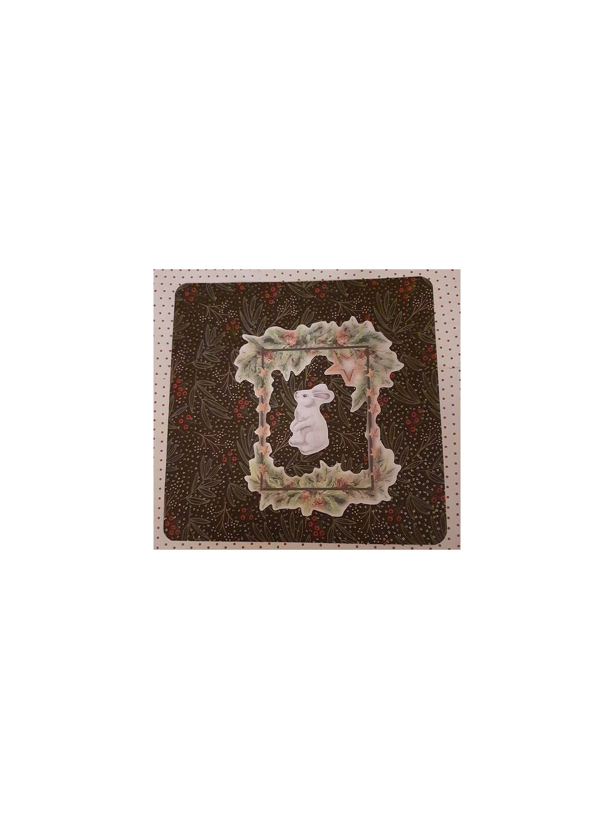 Carte carrée de Noël lapin et cadre étoilé