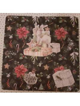 Carte carrée de Noël cadeaux sur fond de sapin