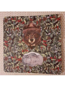 Carte carrée de Noël sweet winter ours à lunettes