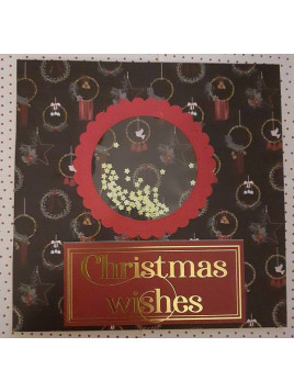Carte double de Noël Christmas wishes et étoiles jaunes
