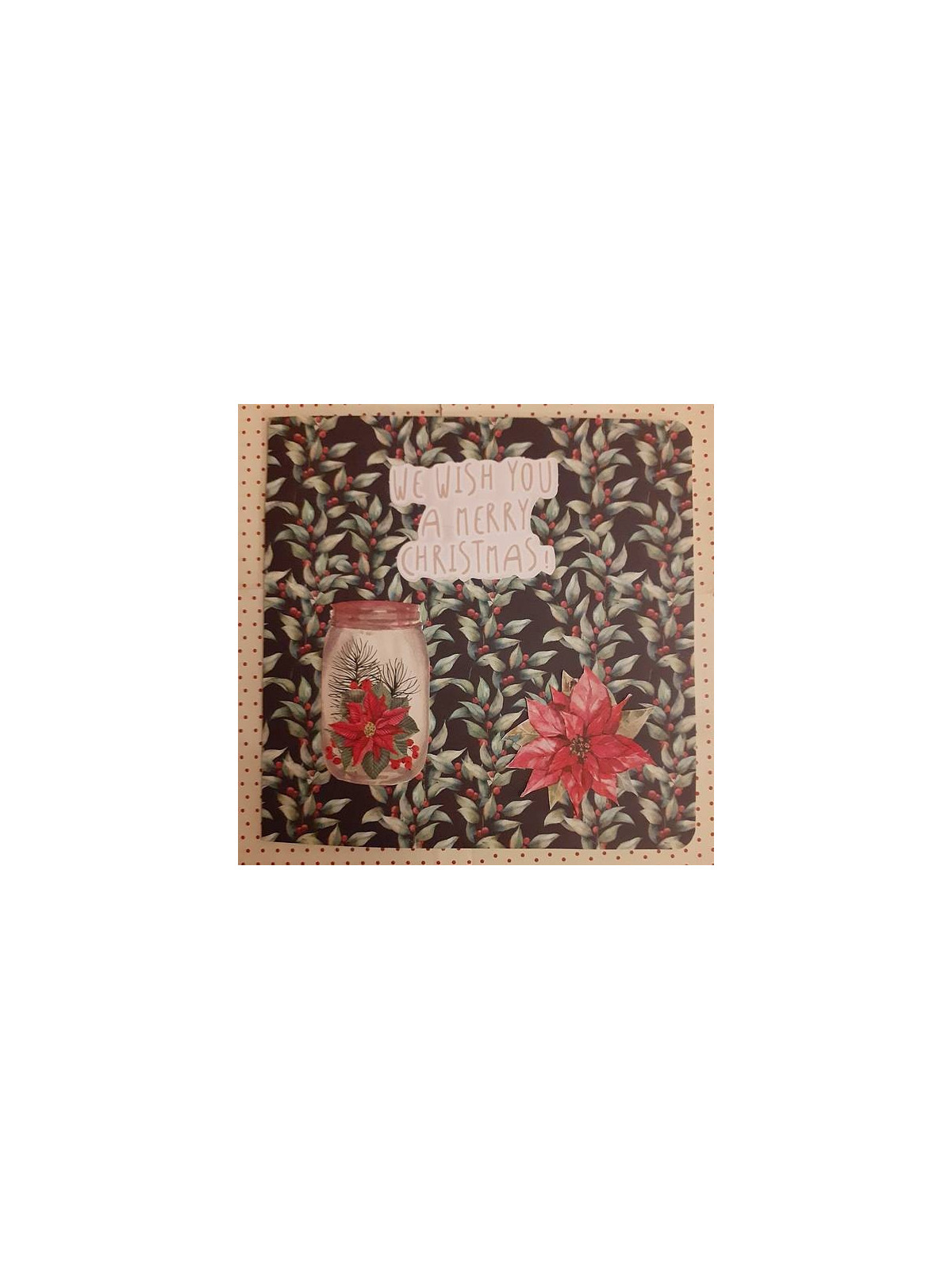 Carte carrée de Noël bocal floral et Hellébore