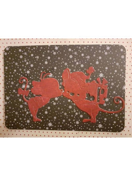 Carte simple de Noël avec découpes souris rouge