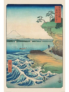 Affiche Utagawa Hiroshige : Seashore at Hoda en stock à ciel rouge, boutique à dijon