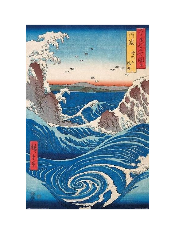 Affiche Utagawa Hiroshige : Naruto whirlpool en stock à ciel rouge dijon