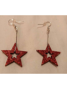 Paire de boucles d'oreilles Etoiles rouges