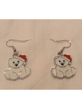 Paire de boucles d'oreilles Ourson de Noël