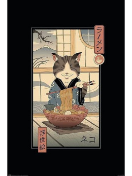 Affiche Vincent Trinidad : neko ramen ukiyoe