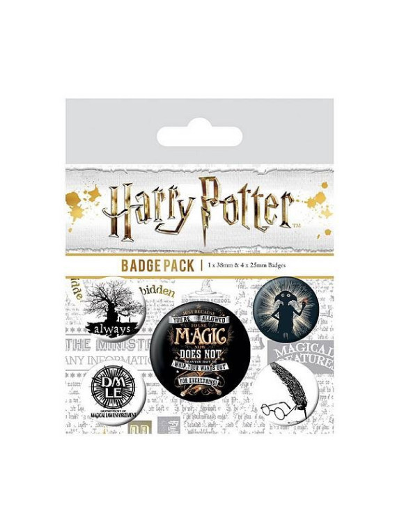 le Lot de 5 badges Harry Potter : symbols est en stock à la boutique ciel rouge à dijon