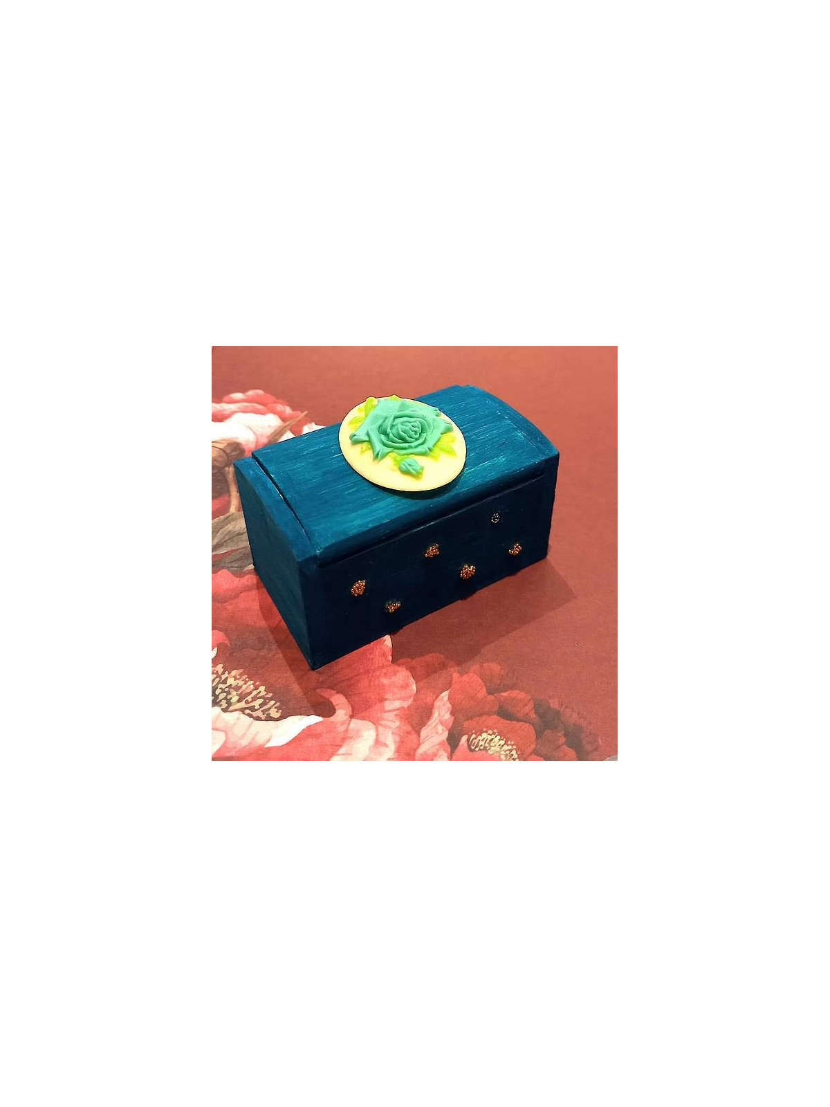 Petit coffre bleu/vert victorien