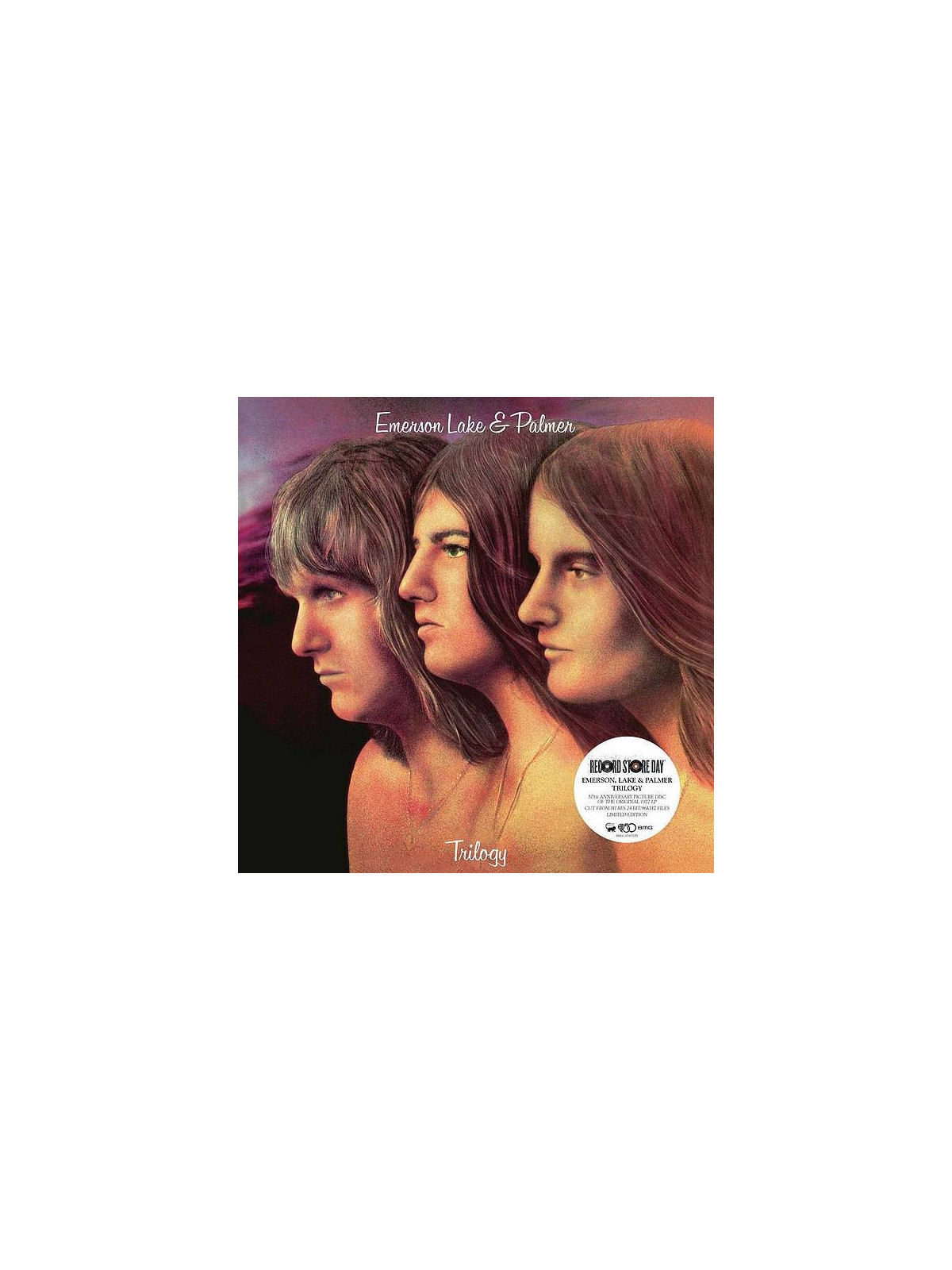 Emerson, Lake & Palmerdisque Trilogy en stock en vinyle picture disc à ciel rouge dijon