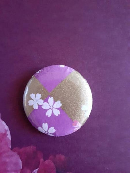 Badge papier origami violet et doré
