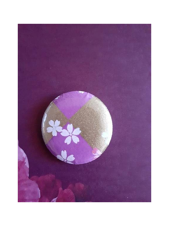 Badge papier origami violet et doré