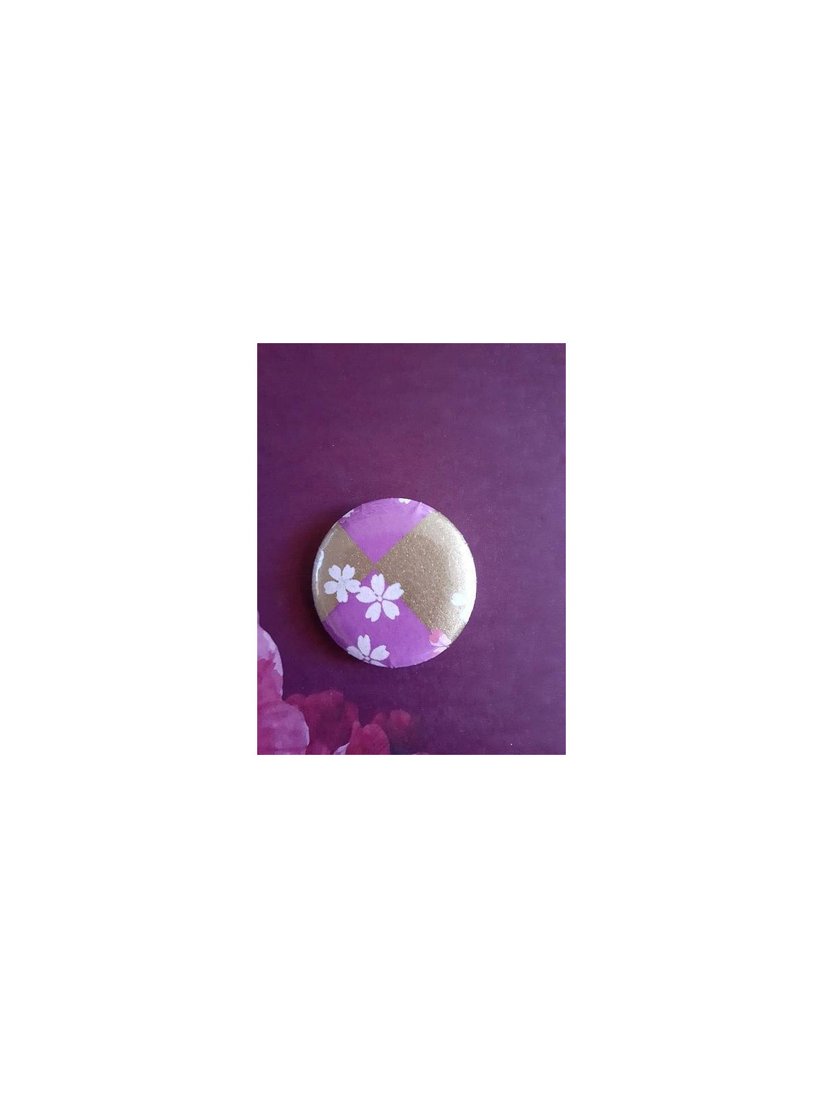 Badge papier origami violet et doré