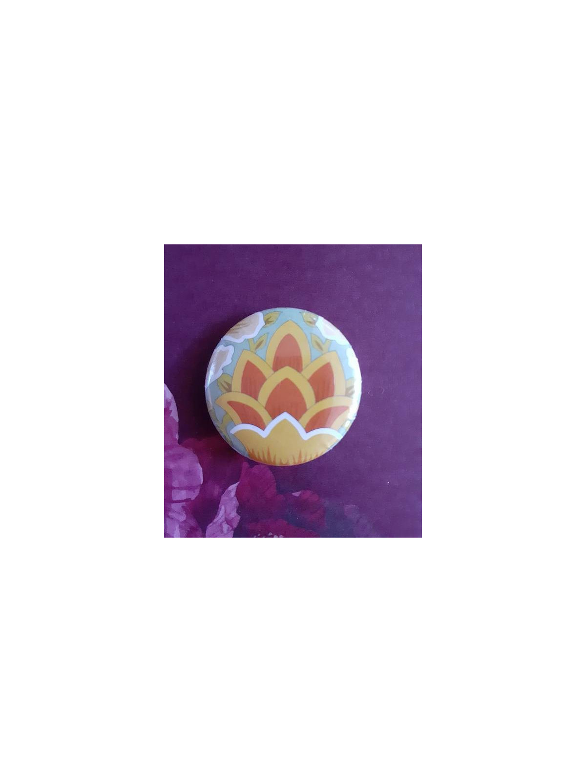 Badge William Morris fleur jaune