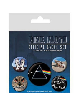 Lot de 5 badges Pink Floyd en stock à ciel rouge, disquaire à dijon