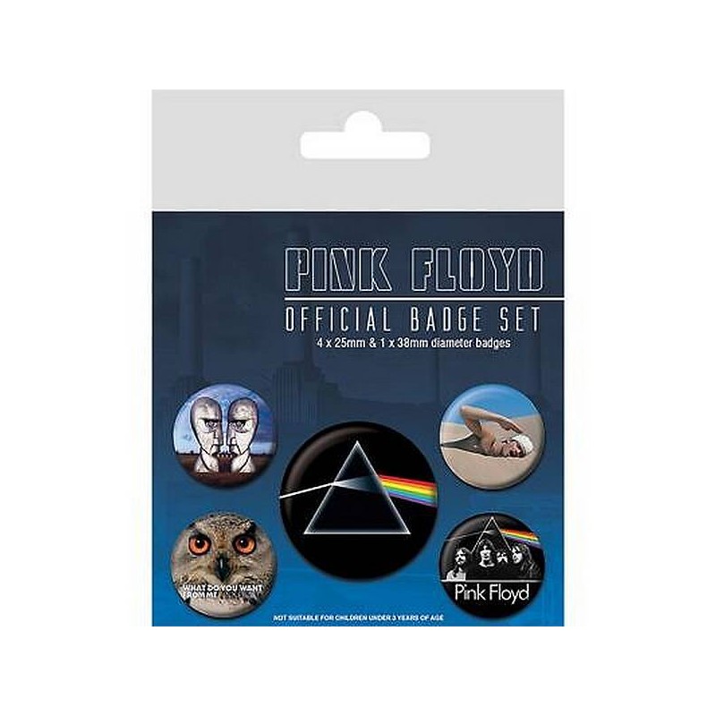 Lot de 5 badges Pink Floyd en stock à ciel rouge, disquaire à dijon