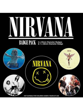 Lot de 5 badges Nirvana : iconic en stock à ciel rouge, disquaire à dijon