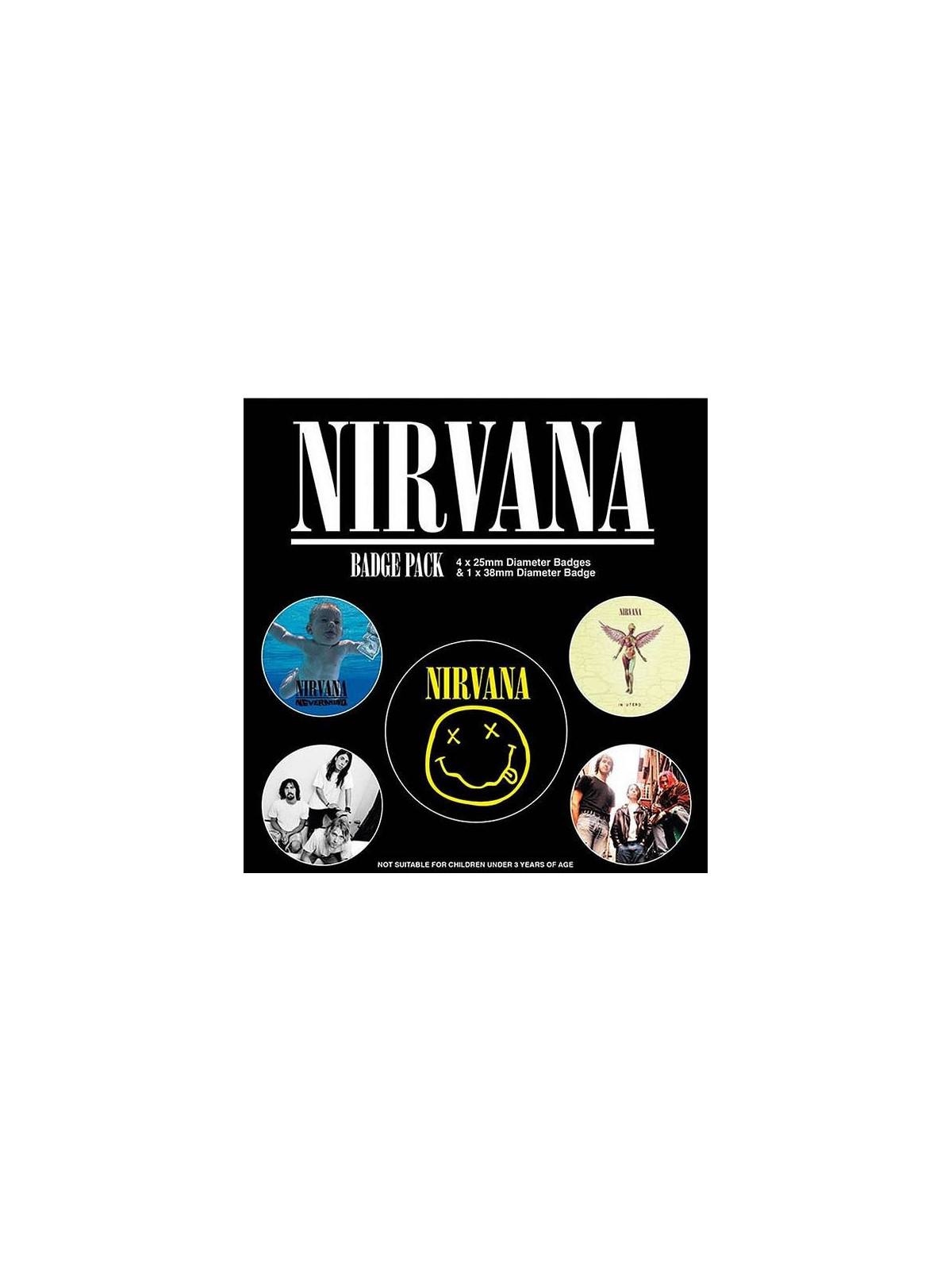 Lot de 5 badges Nirvana : iconic en stock à ciel rouge, disquaire à dijon