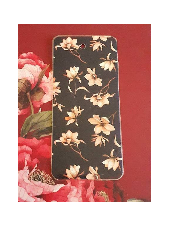 Marque-page plastifié noir et fleurs beiges en stock à la librairie ciel rouge à dijon