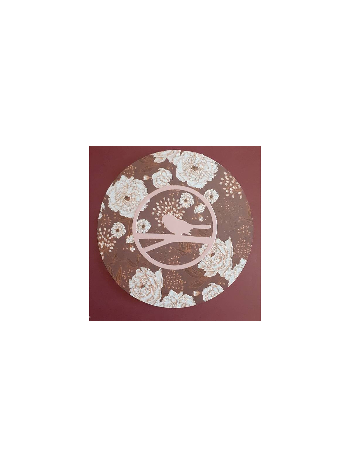 Carte ronde découpe : oiseau rose
