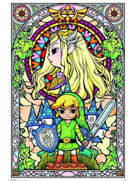 Affiche The legend of Zelda : Stained glass en stock à ciel rouge, boutique à dijon