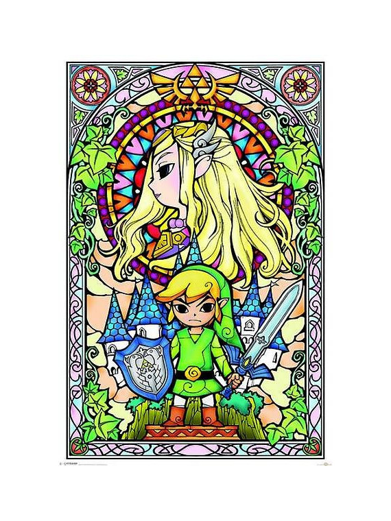 Affiche The legend of Zelda : Stained glass en stock à ciel rouge, boutique à dijon
