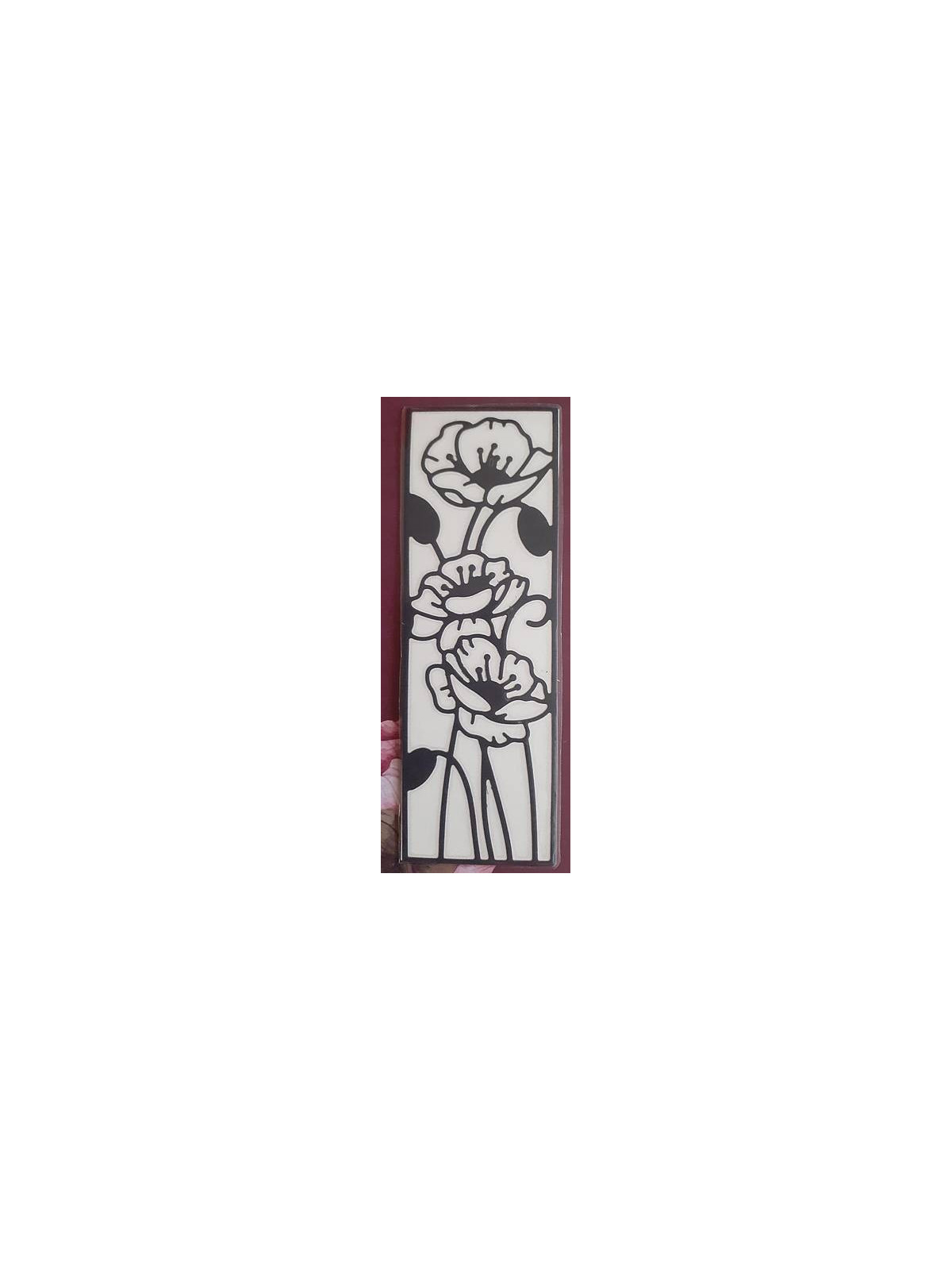Marque-page découpe coquelicot noir sur fond blanc