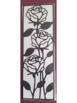 Marque-page découpe rose noire sur fond blanc