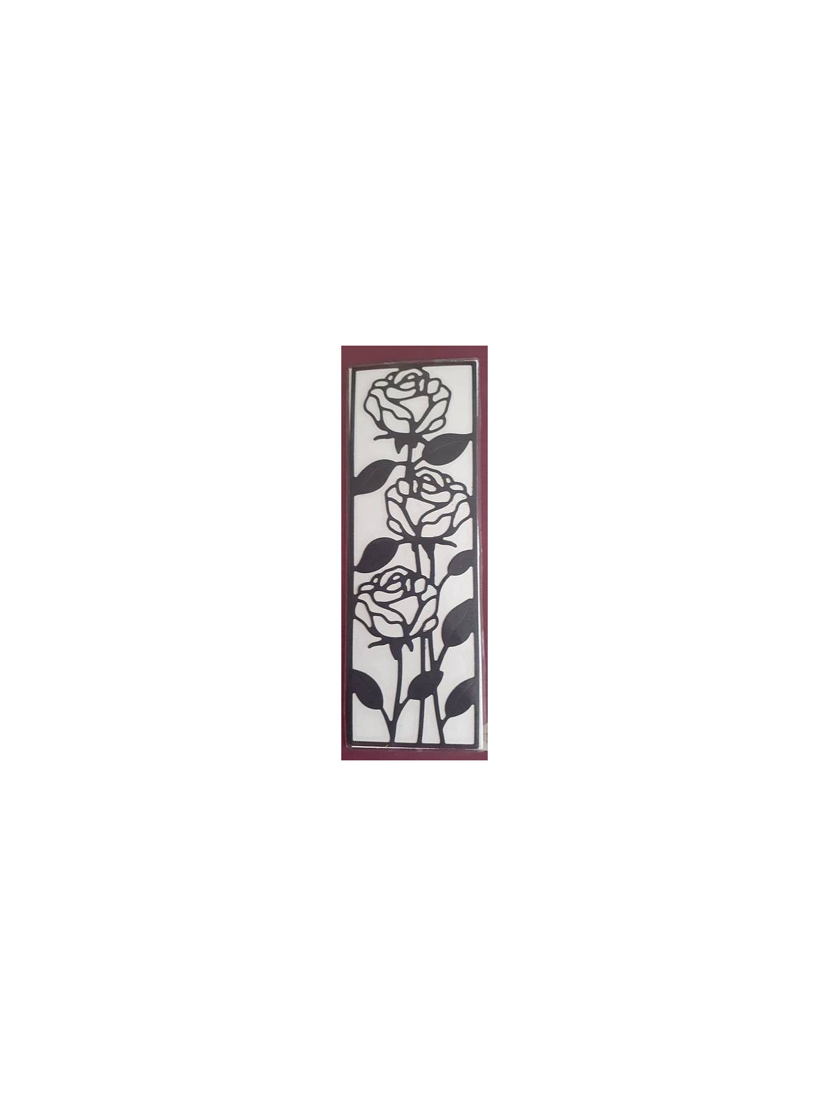 Marque-page découpe rose noire sur fond blanc