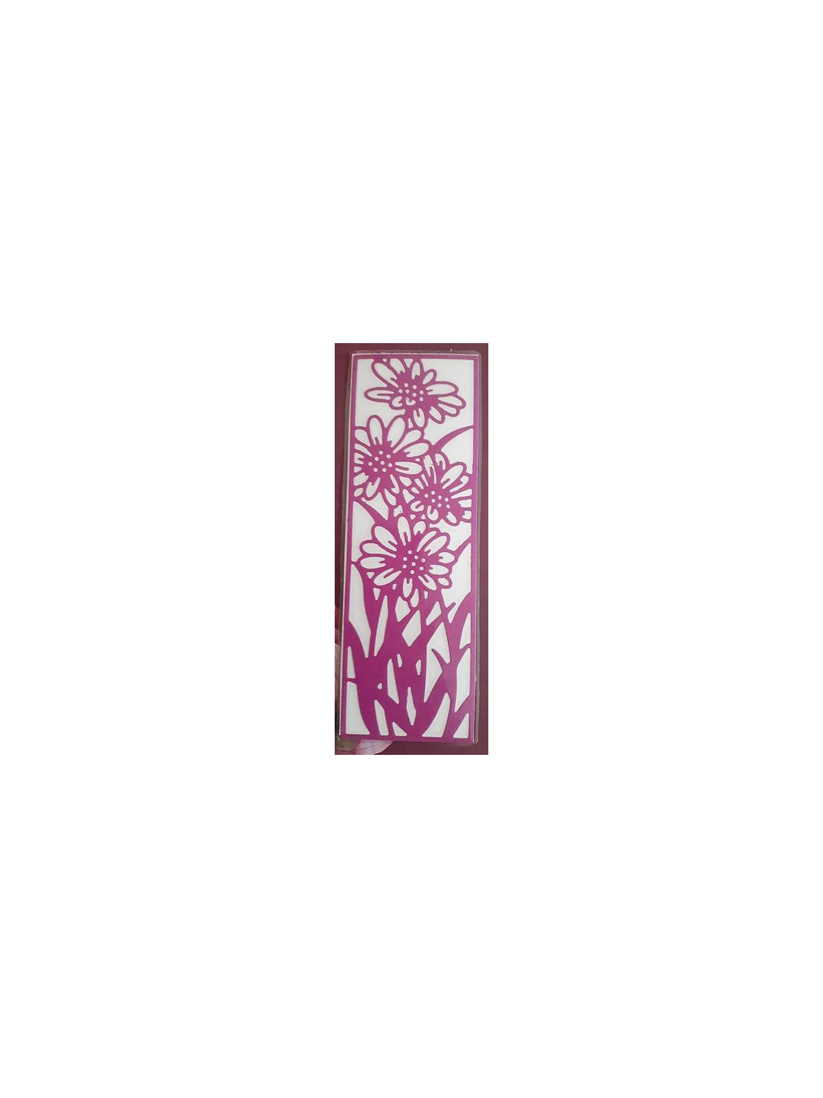 Marque-page découpe marguerite rose sur fond blanc