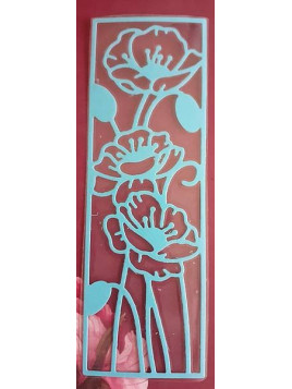 Marque-page découpe coquelicot bleu sur fond transparent