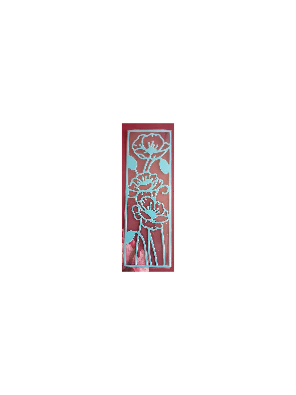 Marque-page découpe coquelicot bleu sur fond transparent