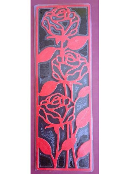 Marque-page découpe rose rouge sur fond noir